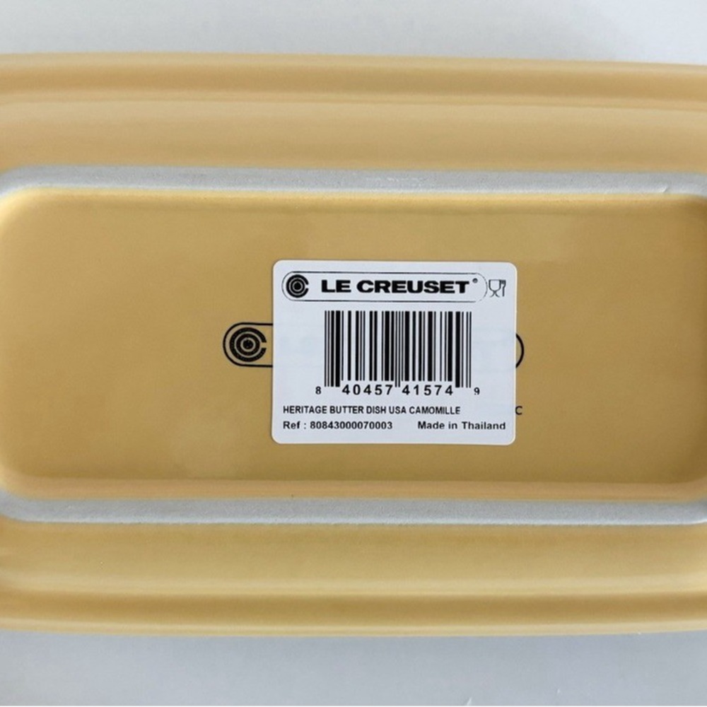 RARE Le Creuset Heritage Butter Dish New Camomille Yellow Color - New in Box - Picture 8 of 8